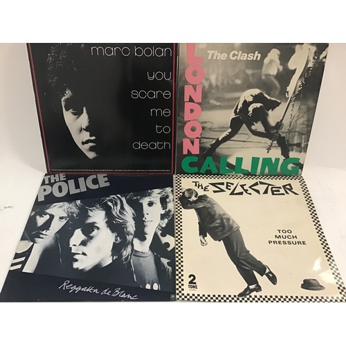 78 - ROCK / POP VINYL LP RECORDS. Nice bundle here to include Marc Bolan - The Clash - The Selecter - Dav... 