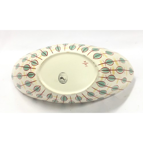 25 - Poole Pottery Freeform PY pattern (Totem) concave bowl 13.5 width.