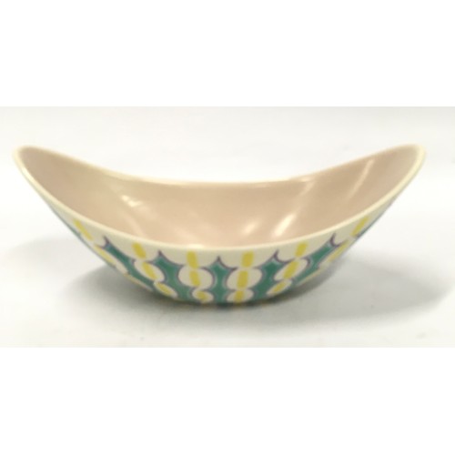 38 - Poole Pottery Freeform shape 302 PS pattern concave bowl 9.75