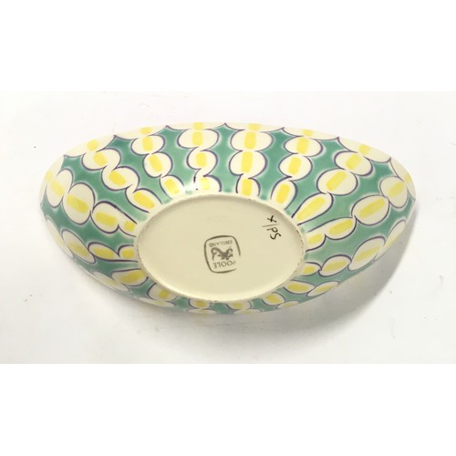 38 - Poole Pottery Freeform shape 302 PS pattern concave bowl 9.75