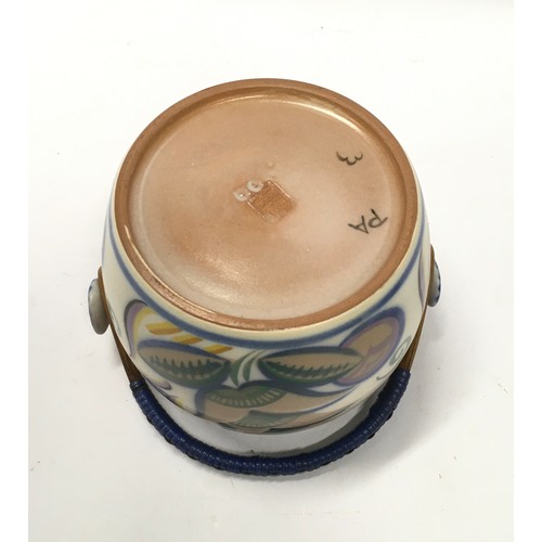 64 - Poole Pottery Carter Stabler Adams PA pattern biscuit barrel with lid.