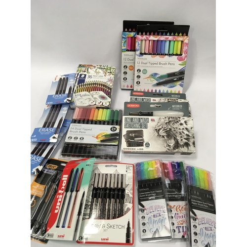 152 - Various colouring pens, pencils and other stationary items.(H110,H108)