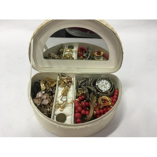 177 - Jewellery box and contents to include silver and watches.(23)