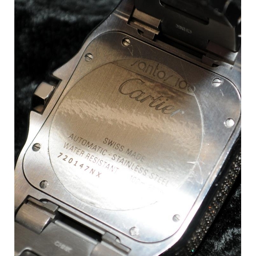 Cartier Santos 100 XL Gents automatic watch. Diamond encrusted case and ...