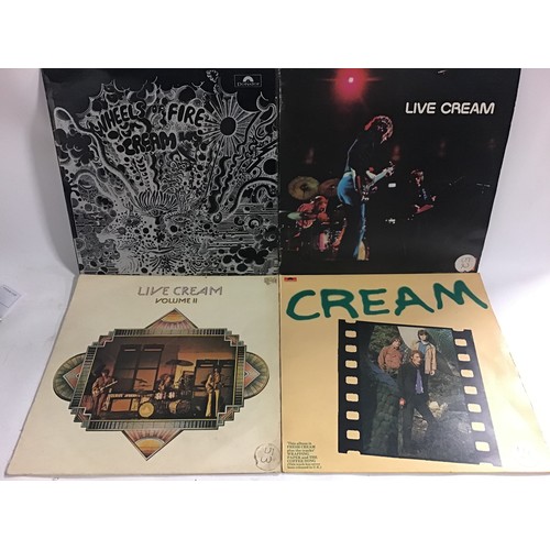 61 - CREAM VINYL LP RECORDS X 4. TItles here include - Wheels On Fire - Live Cream - Live Cream Volume 2 ... 