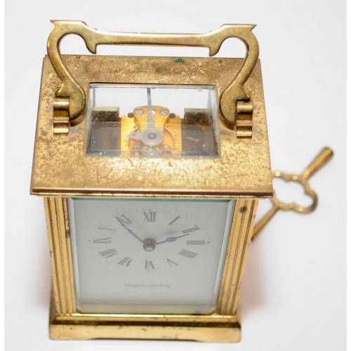 15 - Vintage Mappin & Webb 8 day carriage clock with key. Sets, winds and runs. Some patina to casing, be... 