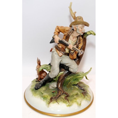 24 - Pair of large Capo Di Monte dioramas with certificates: Inglenook and The Hunter. Inglenook approx 2... 