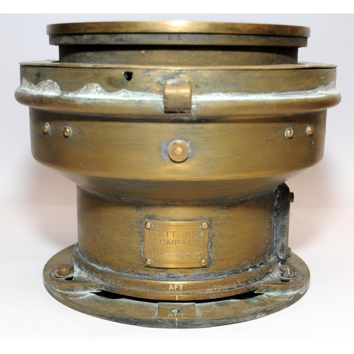 5 - Antique ship's brass gimbal mounted binnacle compass with integrated oil lamp. Ref: Patt 01151A Comp... 