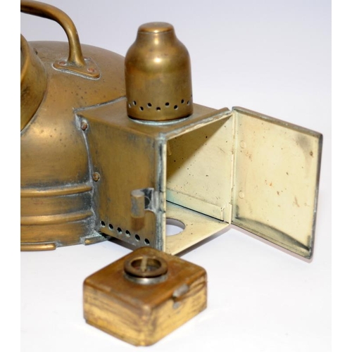 5 - Antique ship's brass gimbal mounted binnacle compass with integrated oil lamp. Ref: Patt 01151A Comp... 