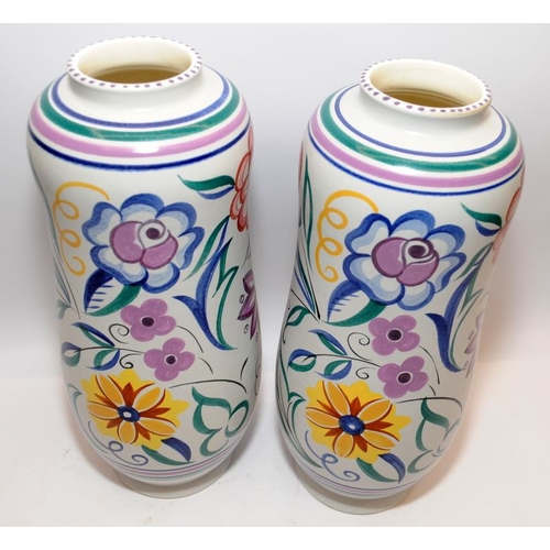 9 - Pair of large Poole Pottery peanut vases in the CS pattern. 34cms tall