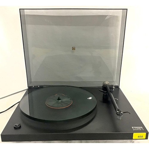 408 - REGA PLANAR 3 BELT DRIVE TURNTABLE. Mid-range Five-Star award winning turntable combination from Reg... 