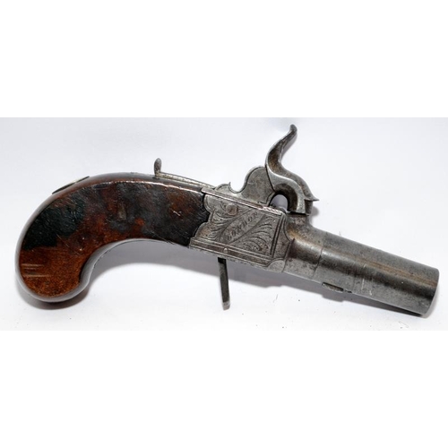 54 - Antique early 19th century pocket flintlock single shot pistol by renowned gunsmith H Nock in excell... 