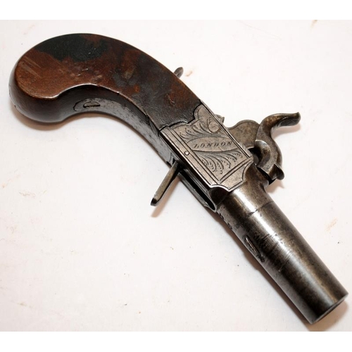 54 - Antique early 19th century pocket flintlock single shot pistol by renowned gunsmith H Nock in excell... 