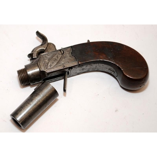 54 - Antique early 19th century pocket flintlock single shot pistol by renowned gunsmith H Nock in excell... 