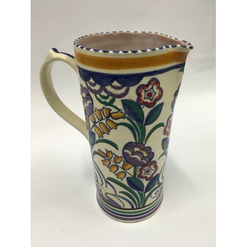 142 - Poole Pottery shape 120 BM pattern tall jug decorated by Eileen Prangnell 8.25