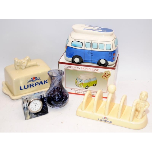 167 - Collectibles to include Lurpak toast rack and butter dish and items of Caithness glass