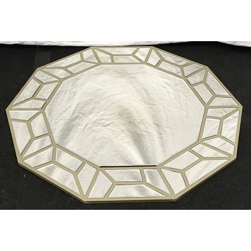 175 - Contemporary modern decagon shaped wall mirror 100x95cm.