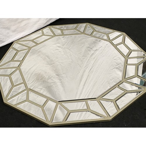 175 - Contemporary modern decagon shaped wall mirror 100x95cm.