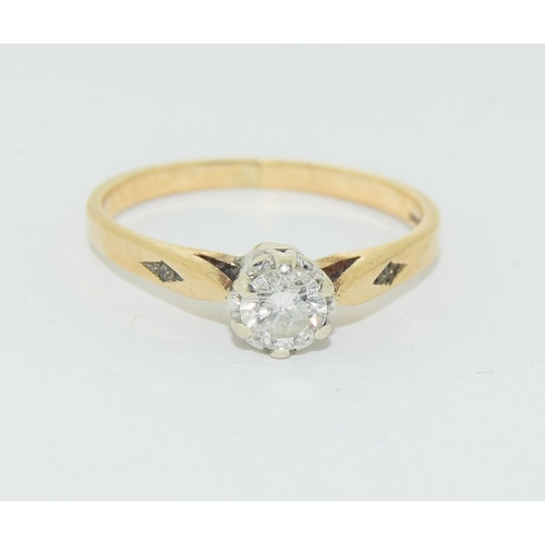 215 - 18ct gold ladies diamond solitaire ring H/M in ring as 0.25ct size N