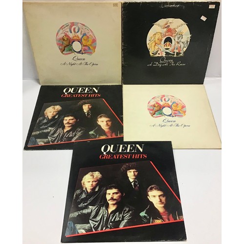 120 - QUEEN VINYL LP RECORDS X 5. THis lot has 2 copies of ‘Greatest Hits’ and also ‘A Night At The Opera’... 