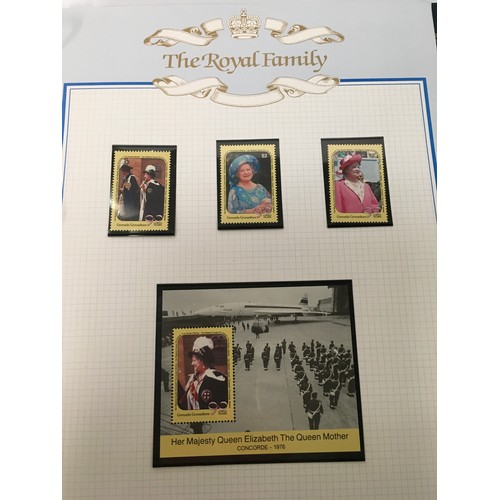 185 - Black album Queen Elizabeth Queen Mother 90th birthday stamps (Ref 111).