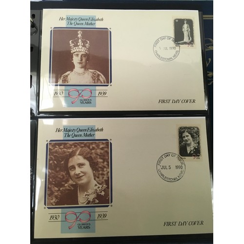 185 - Black album Queen Elizabeth Queen Mother 90th birthday stamps (Ref 111).