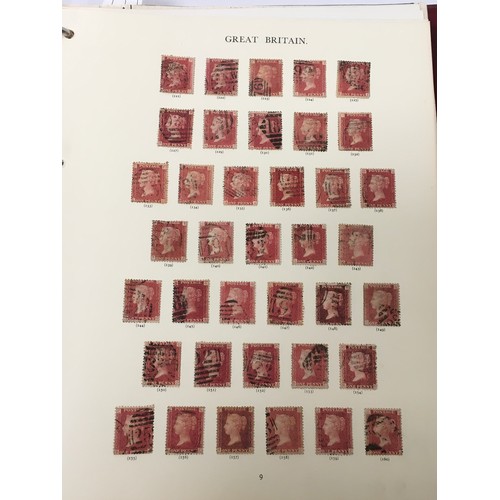 184 - Red album of stamps coll. no 1. Good collection of penny reds and 2d blues (Ref 400).