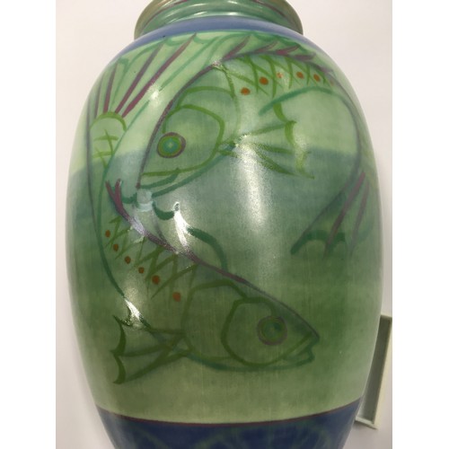 196 - Poole Pottery Sally Tuffin Carp vase decorated by N Massarella 9