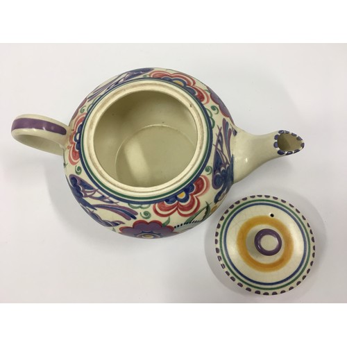 170 - Poole Pottery PB pattern teapot with matching lid.