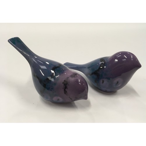 201 - Poole Pottery pair of small purple/blue birds (2)