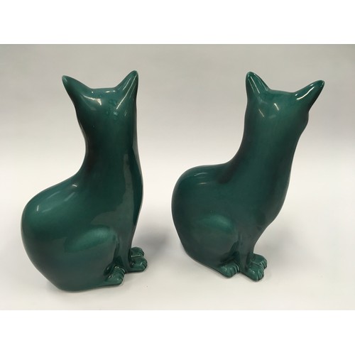 200 - Poole Pottery two large blue cats 11.5