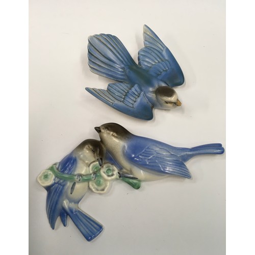 260 - Poole Pottery pair of blue birds shape 632, 6.75