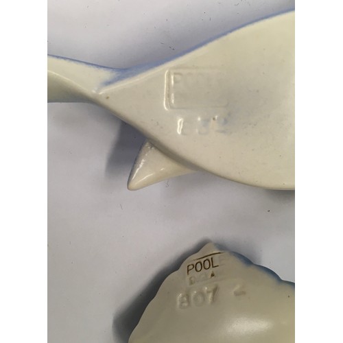 260 - Poole Pottery pair of blue birds shape 632, 6.75