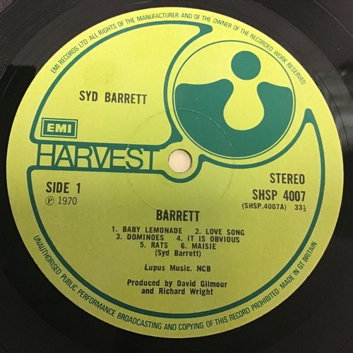 32 - SYD BARRETT VINYL LP RECORD 'BARRETT'. This is the 4th pressing on Stereo Harvest SHSP 4007 from 197... 