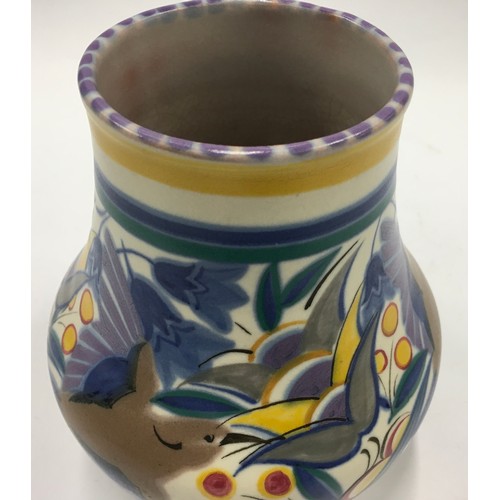 361 - Poole Pottery shape 443 BO pattern vase, unusual colourway 6.5