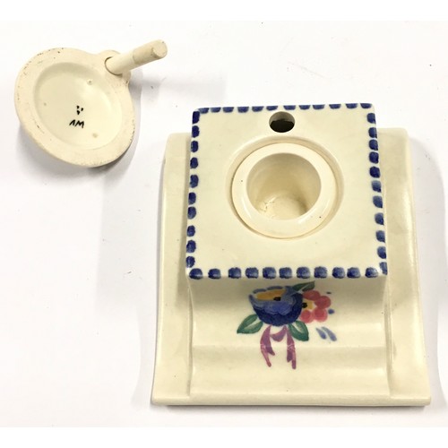 269 - Poole Pottery XO pattern single ink stand complete with lid and ink well.