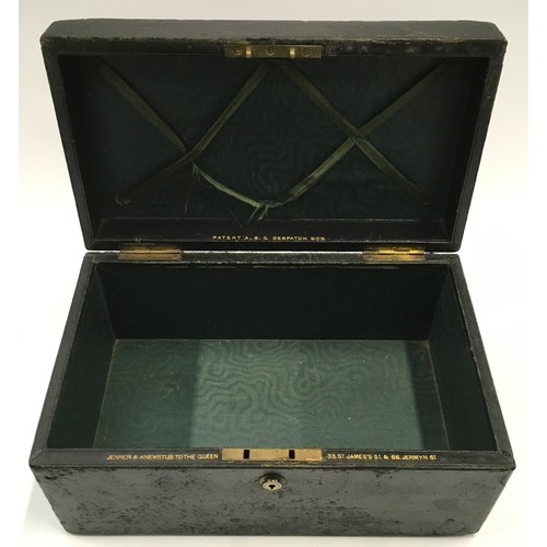 1 - Victorian black despatch box by Jenner & Knewstub to the queen, the top inscribed W R Carthorne, enc... 