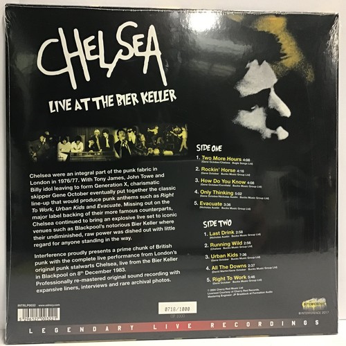 144 - CHELSEA - LIVE AT THE BIER KELLER VINYL LP. RSD 2017 release. Interference present Chelsea's Live At... 