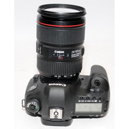 16 - Canon EOS 5d Mark III DSLR camera with fitted EF 24-105 1:4 zoom lens. Comes with battery and charge... 