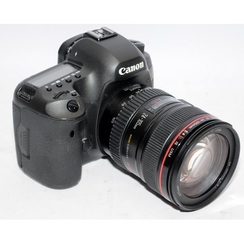 21 - Canon 5Ds DSLR camera with fitted Canon EF 24-105 zoom lens. Comes complete with battery and charger