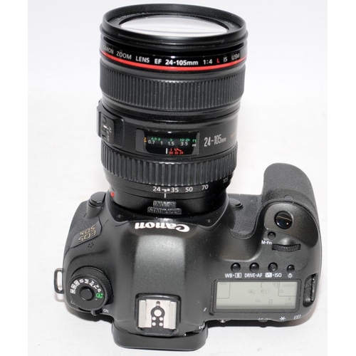 21 - Canon 5Ds DSLR camera with fitted Canon EF 24-105 zoom lens. Comes complete with battery and charger