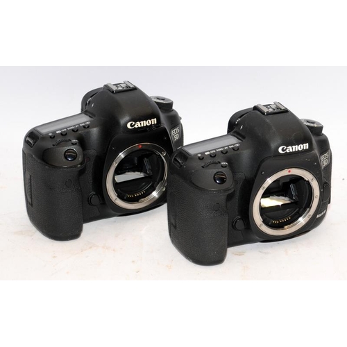 27 - Two Canon EOS 5D Mark III camera bodies in black. Not supplied with batteries but have been tested a... 