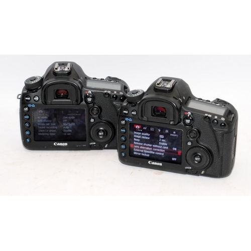 27 - Two Canon EOS 5D Mark III camera bodies in black. Not supplied with batteries but have been tested a... 