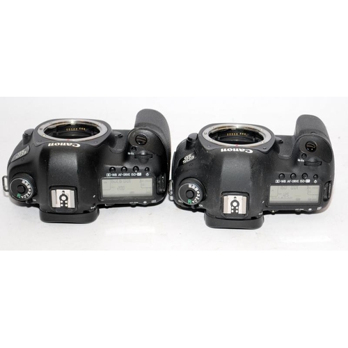 27 - Two Canon EOS 5D Mark III camera bodies in black. Not supplied with batteries but have been tested a... 