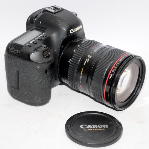 36 - Canon EOS 5d Mark III DSLR camera with fitted EF 24-105 1:4 zoom lens. Comes with battery and charge... 