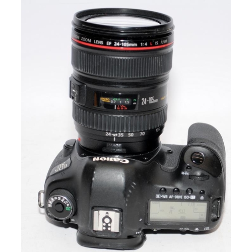 36 - Canon EOS 5d Mark III DSLR camera with fitted EF 24-105 1:4 zoom lens. Comes with battery and charge... 