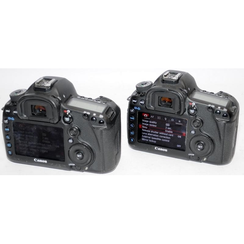 65 - Two Canon EOS 5D Mark III camera bodies in black. Not supplied with batteries but have been tested a... 