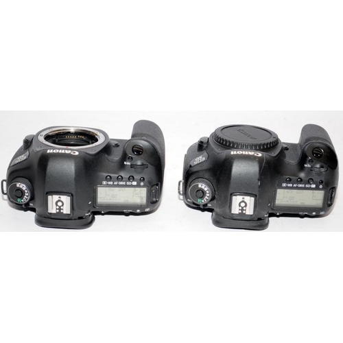 65 - Two Canon EOS 5D Mark III camera bodies in black. Not supplied with batteries but have been tested a... 