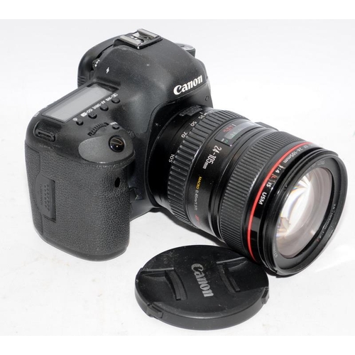 78 - Canon EOS 5d Mark III DSLR camera with fitted EF 24-105 1:4 zoom lens. Comes with battery and charge... 