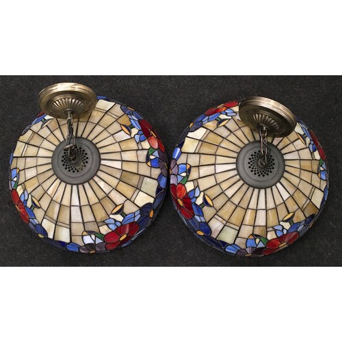 146 - Pair of tiffany style glass light shades each 16